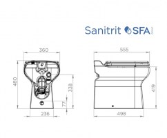 MEDIDAS INODORO CON TRITURADOR SANICOMPACT ELITE SFA